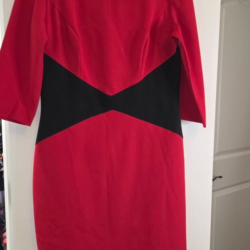 Liz Claiborne Red Black Colorblock Career Dress - Picture 4 of 10